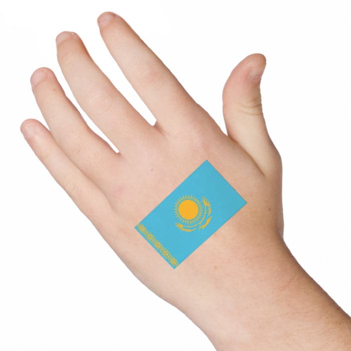 Kazakhstan Flag Temporary Tattoo 2 in x 1.5 in