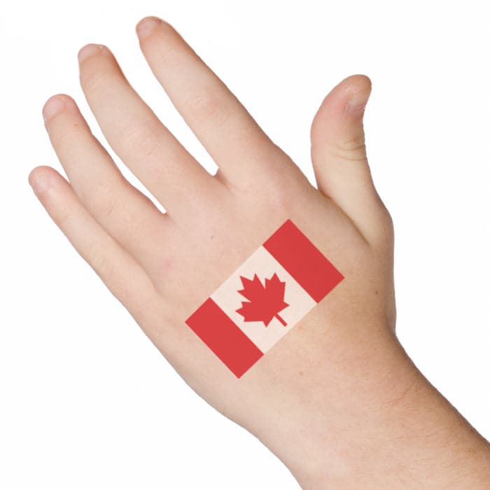 Canadian Flag Temporary Tattoo 2 in x 1.5 in