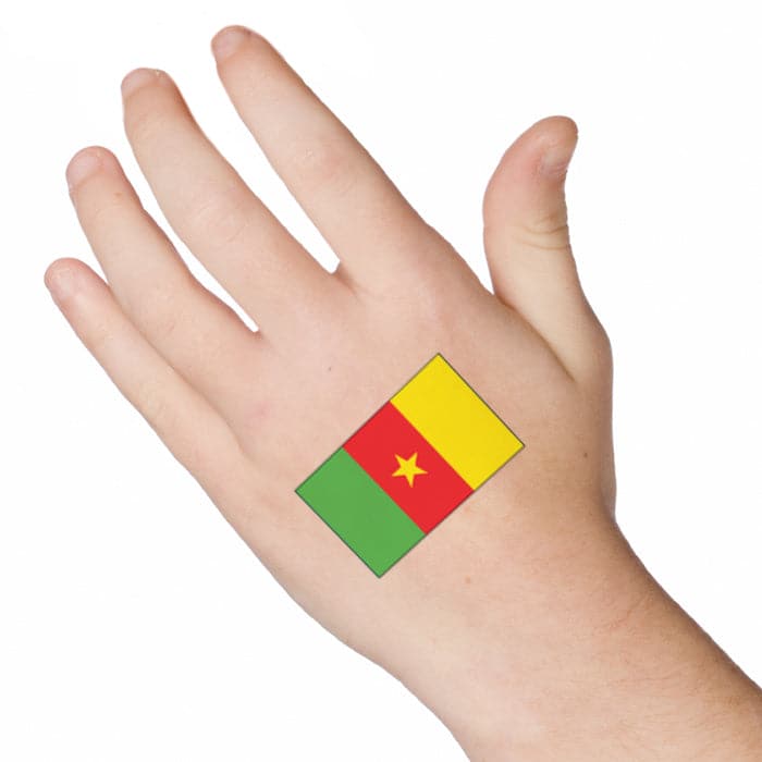 Cameroon Flag Temporary Tattoo 2 in x 1.5 in