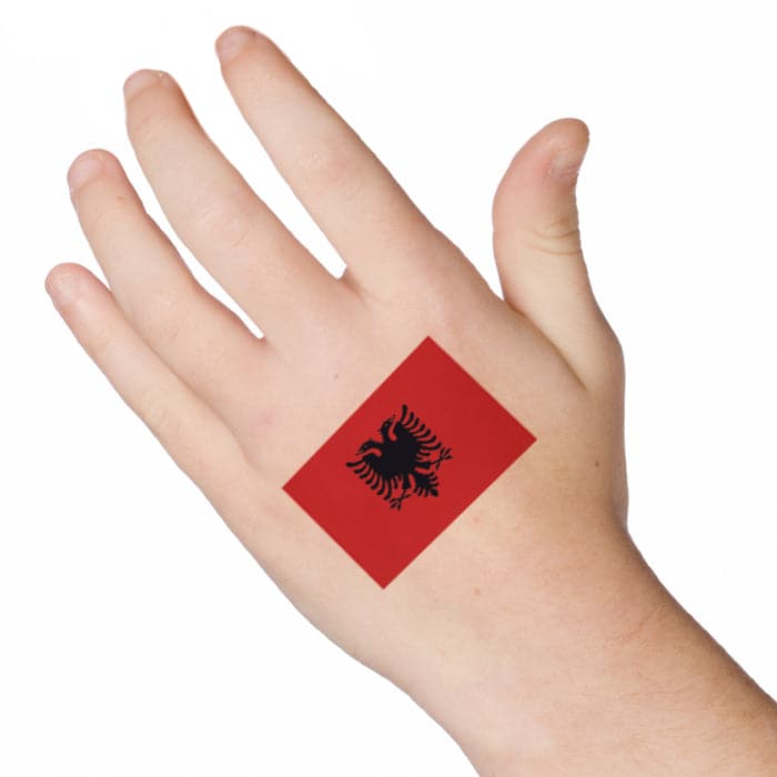 Albania Flag Temporary Tattoo 2 in x 1.5 in