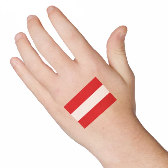 Austria Flag Temporary Tattoo 2 in x 1.5 in