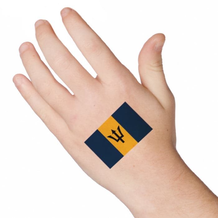 Barbados Flag Temporary Tattoo 2 in x 1.5 in
