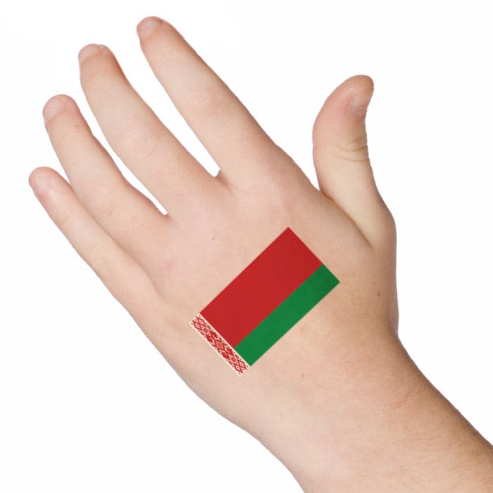 Belarus Flag Temporary Tattoo 2 in x 1.5 in