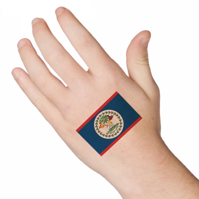 Belize Flag Temporary Tattoo 2 in x 1.5 in