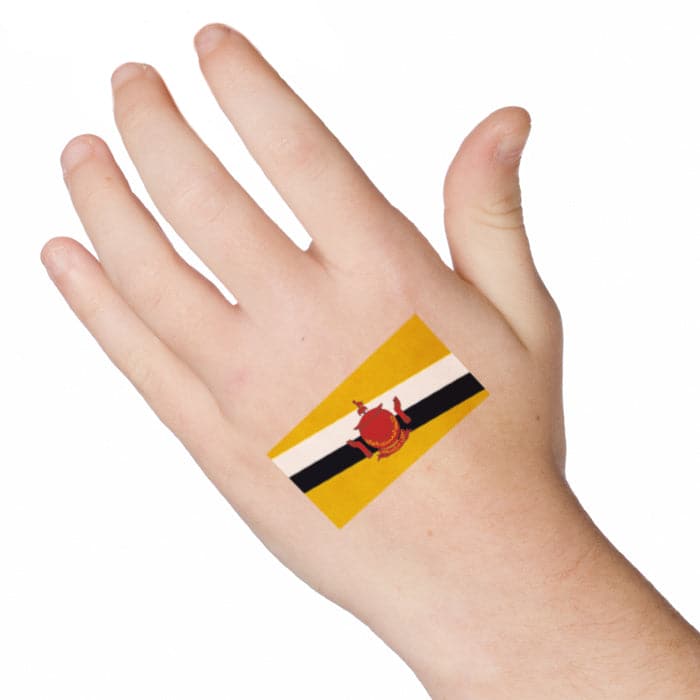 Brunei Flag Temporary Tattoos 2 in x 1.5 in