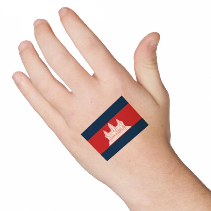 Cambodia Flag Temporary Tattoo 2 in x 1.5 in