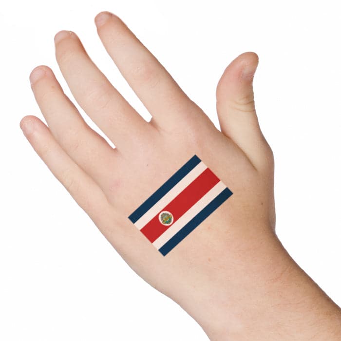 Flag of Costa Rica Temporary Tattoo 2 in x 1.5 in