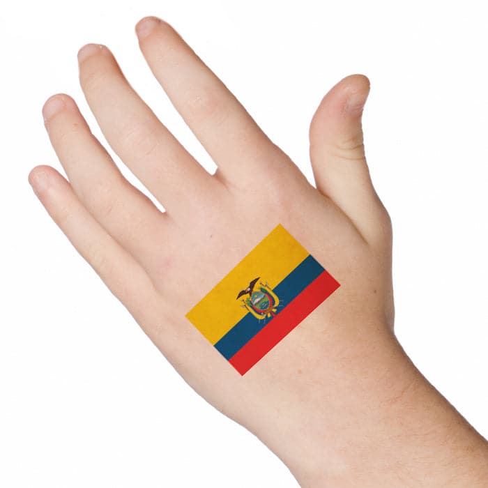 Flag of Ecuador Temporary Tattoo 2 in x 1.5 in