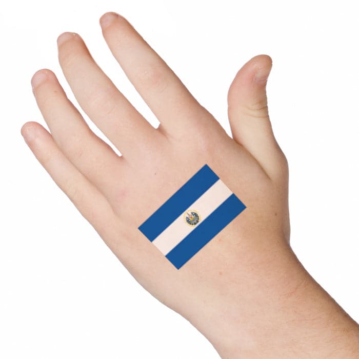 Flag of El Salvador Temporary Tattoo 2 in x 1.5 in