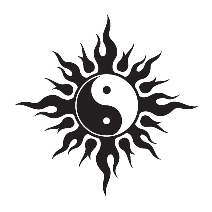 Tribal Yin Yang Temporary Tattoo 2 in x 2 in