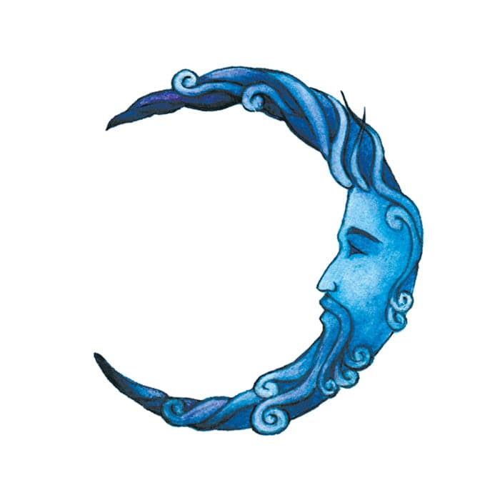 Blue Moon Temporary Tattoo 2 in x 2 in