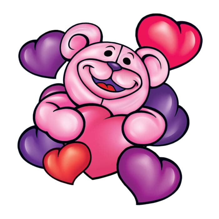 Pink Bear Temporary Tattoo 2 in x 2 in