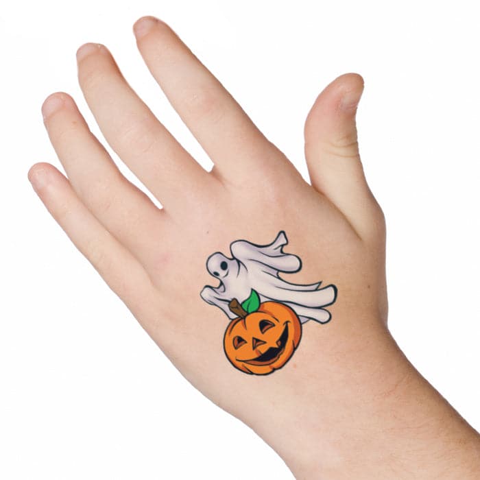 Ghost and Pumpkin Temporary Tattoo 2 in x 2 in