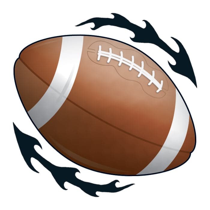 Flamin' Football Temporary Tattoo 2 in x 2 in