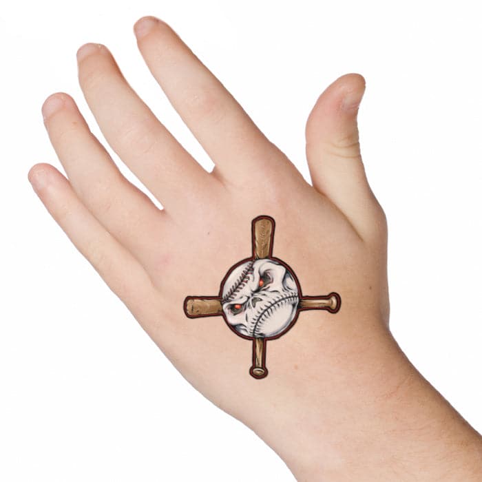 Baseball and Bats Temporary Tattoo 2 in x 2 in