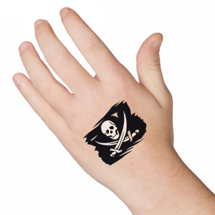 Pirate Flag Temporary Tattoo 2 in x 2 in