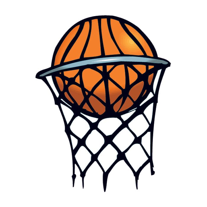 Basketball in Hoop Temporary Tattoo 2 in x 2 in