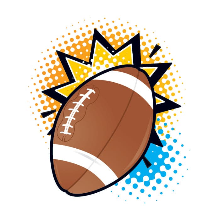 Football Icon Temporary Tattoo 2 in x 2 in