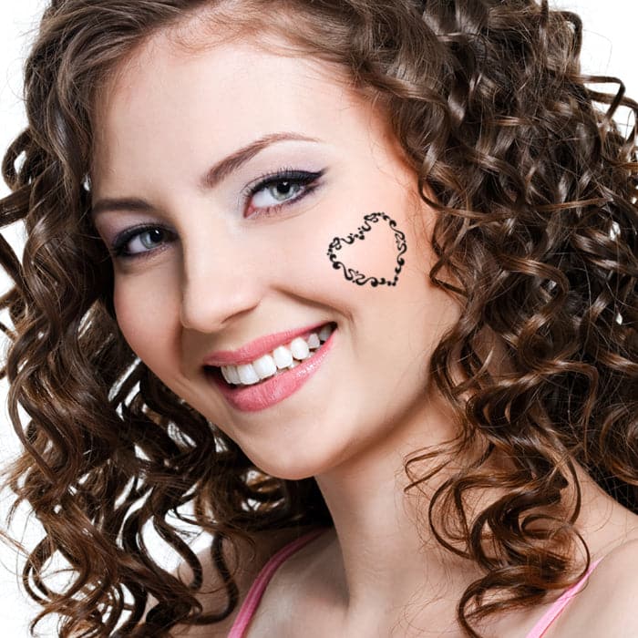 Tribal Swirl Heart Temporary Tattoo 2 in x 2 in