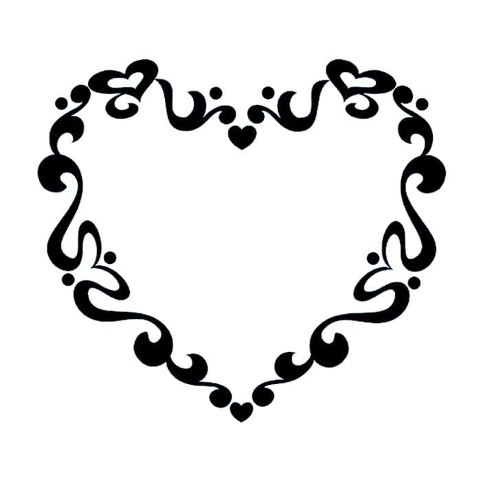 Tribal Swirl Heart Temporary Tattoo 2 in x 2 in