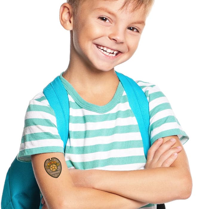 Police Badge Temporary Tattoo 2 in x 2 in