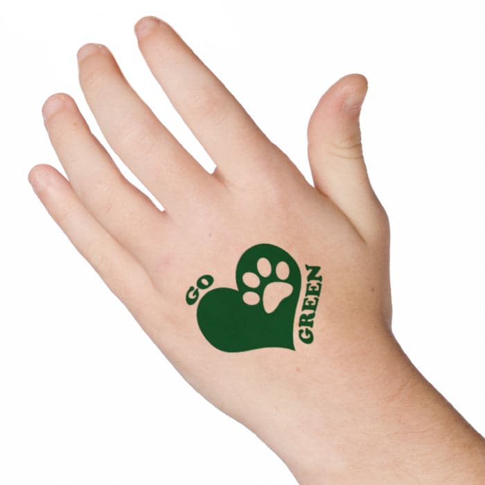 Go Green Paw Temporary Tattoo 2 in x 2 in