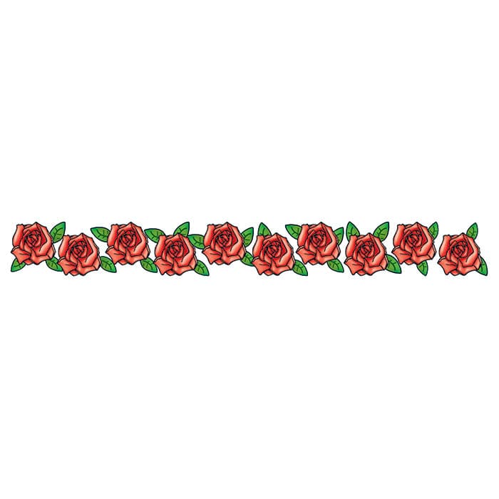Band of Roses Temporary Tattoo 6 in x 1.5 in