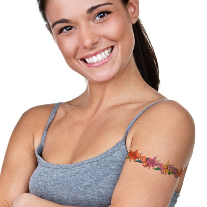 Butterflies and Flowers Band Temporary Tattoo 1.5 in x 9 in