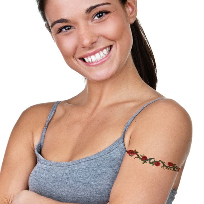 Rose Tribal Band Temporary Tattoo 9 in x 1.5 in