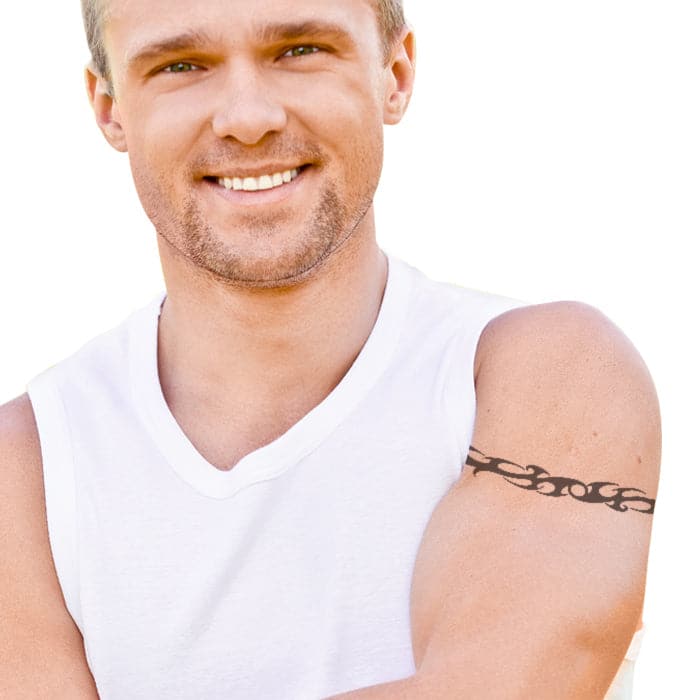 Grey Tribal Pattern Temporary Tattoo Band 9 in x 1.5 in