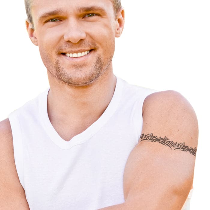 Gray Armband Temporary Tattoo 9 in x 1.5 in