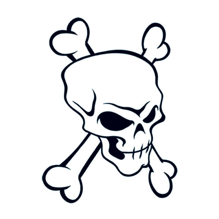 Modern Skull and Crossbones Temporary Tattoo 2 in x 1.5 in