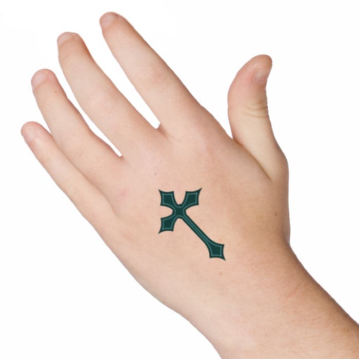 Green Celtic Cross Temporary Tattoo 2 in x 1.5 in
