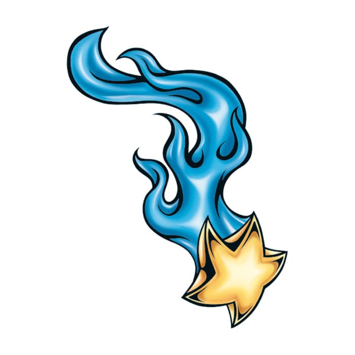 Flaming Shooting Star Temporary Tattoo 2 in x 1.5 in