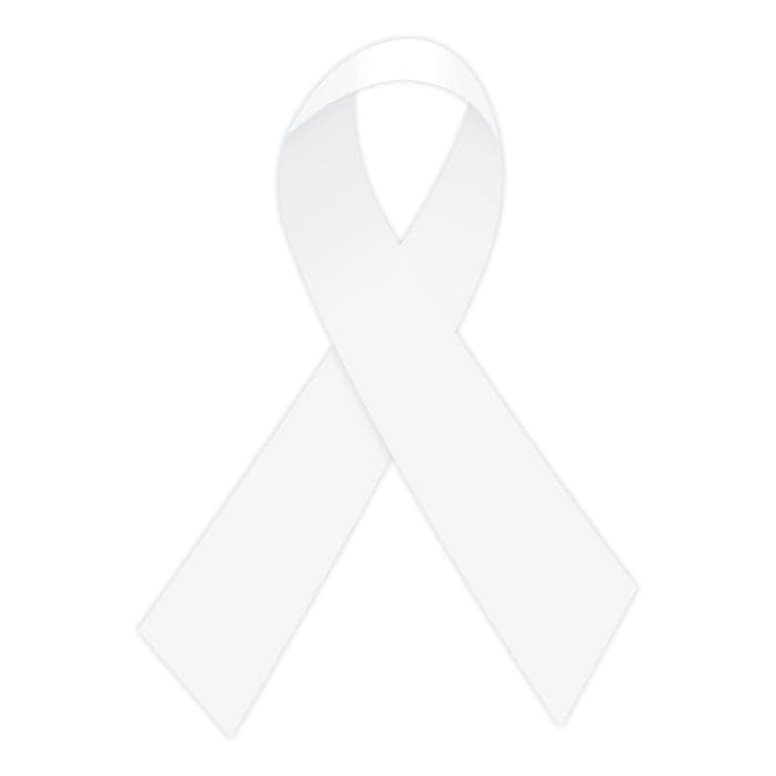 White Awareness Ribbon Temporary Tattoo 2.5 in x 1.5 in