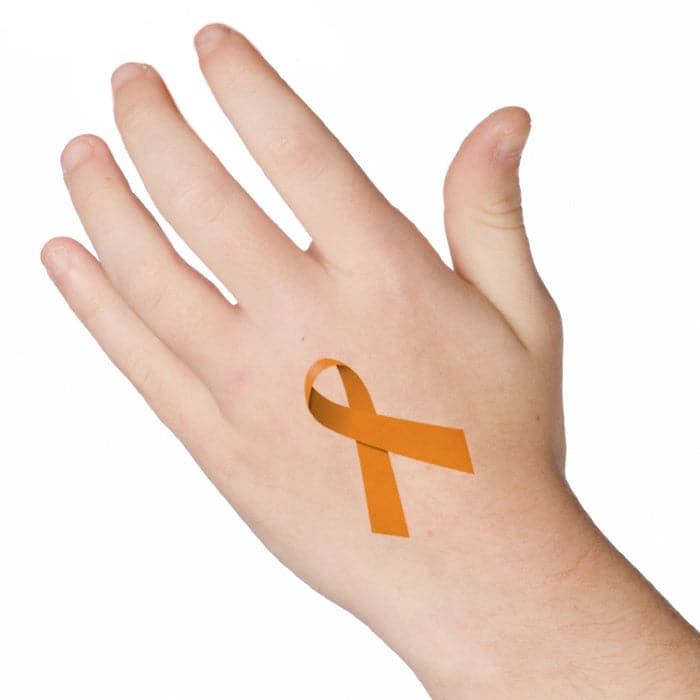 Orange Awareness Ribbon Temporary Tattoo 2 in x 1.5 in