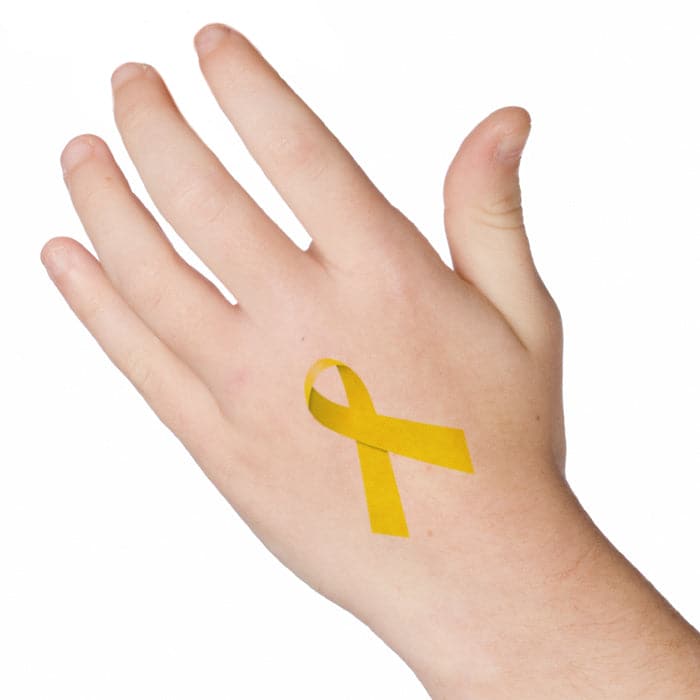 Yellow Awareness Ribbon Temporary Tattoo 2 in x 1.5 in