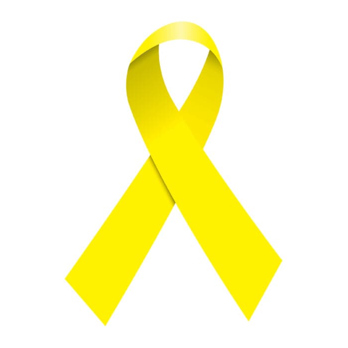 Yellow Awareness Ribbon Temporary Tattoo 2 in x 1.5 in