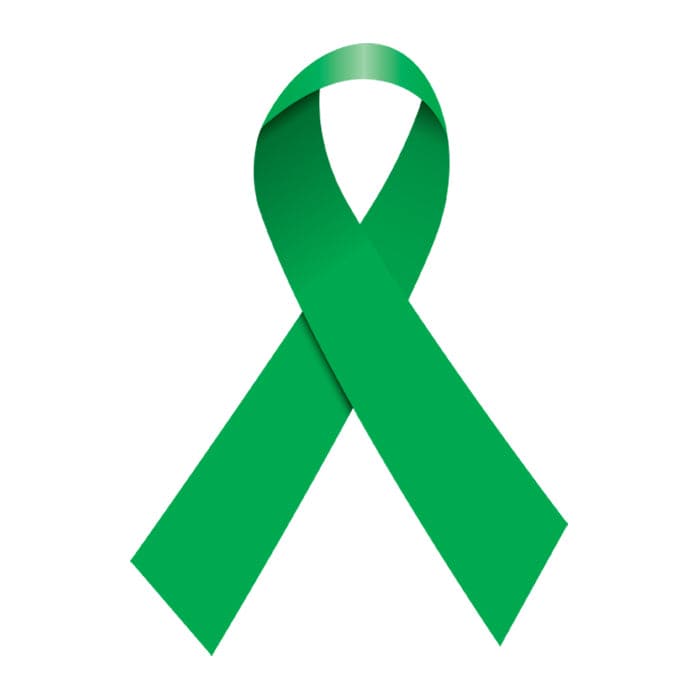 Green Awareness Ribbon Temporary Tattoo 2 in x 1.5 in