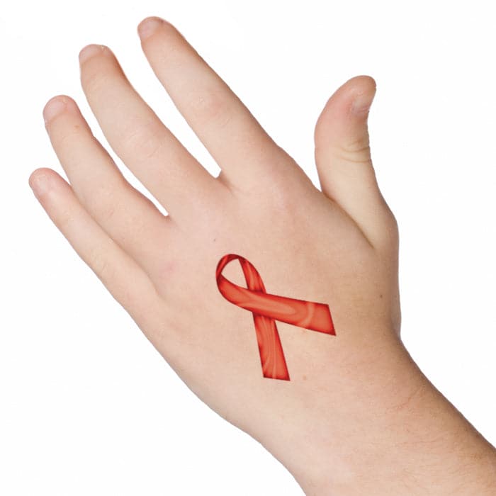 Swirl Red Awareness Ribbon Temporary Tattoo 2 in x 1.5 in