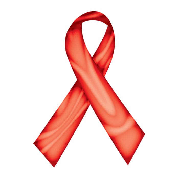 Swirl Red Awareness Ribbon Temporary Tattoo 2 in x 1.5 in