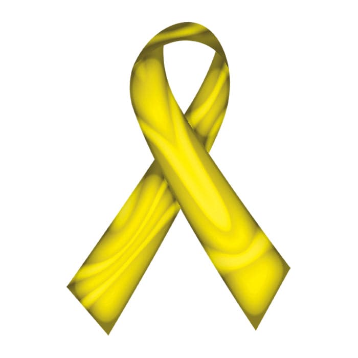 Swirl Yellow Ribbon Temporary Tattoo 2 in x 1.5 in