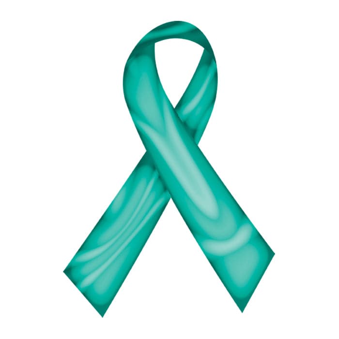 Swirl Teal Awareness Ribbon Temporary Tattoo 2 in x 1.5 in