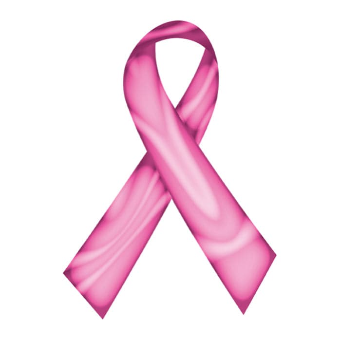 Swirl Pink Awareness Ribbon Temporary Tattoo 2 in x 1.5 in