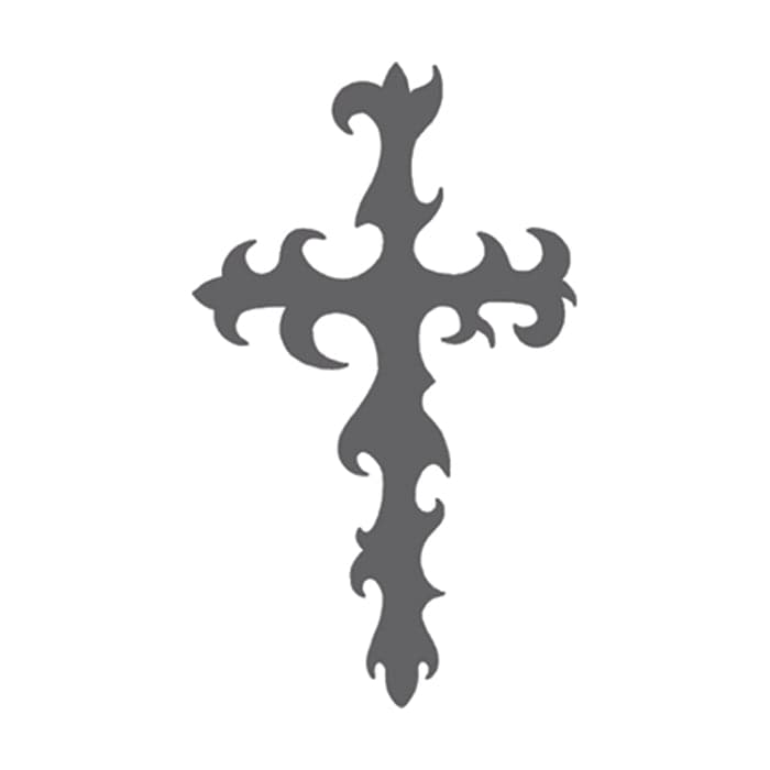 Gray Tribal Cross Temporary Tattoo 2.5 in x 1.5 in