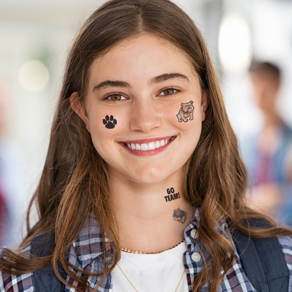 Bulldogs Text Temporary Tattoo 1.5 in x 2 in