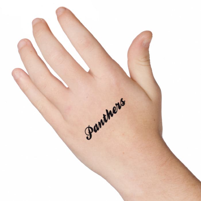 Panthers Text Temporary Tattoo 1.5 in x 2 in