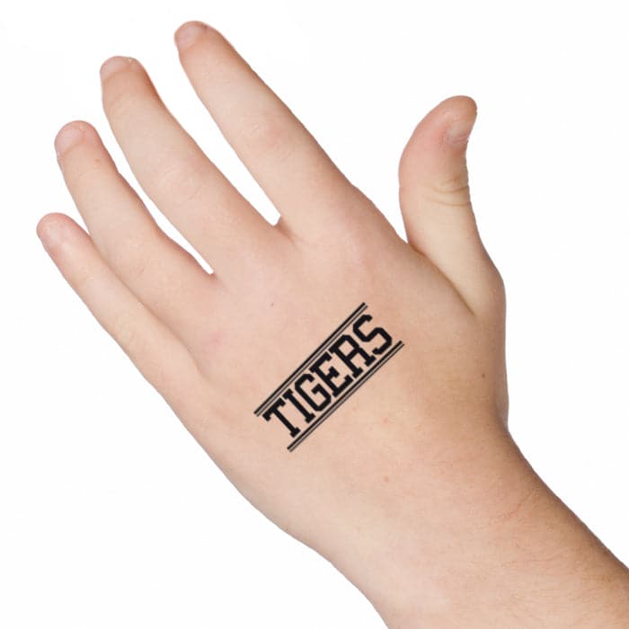 Tigers Text Temporary Tattoo 1.5 in x 2 in