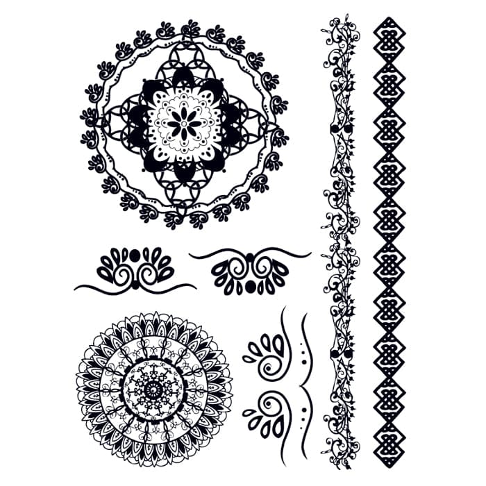 Henna: Mysterious Temporary Tattoo Set 6 in x 4.5 in