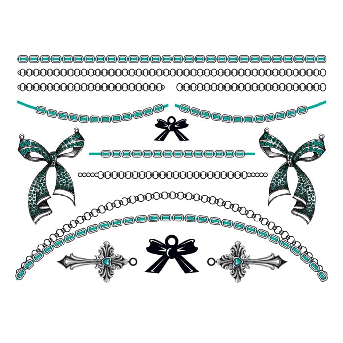 Bold in Bows: Bluestone Temporary Tattoo Jewelry Set 6 in x 4.5 in